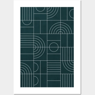 My Favorite Geometric Patterns No.26 - Green Tinted Navy Blue Posters and Art